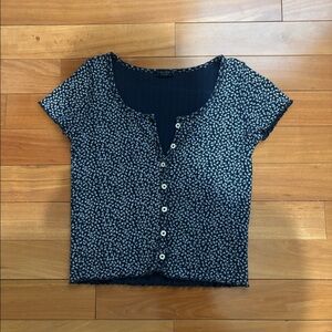 Floral Button Down Brandy Melville Short Sleeve Tee